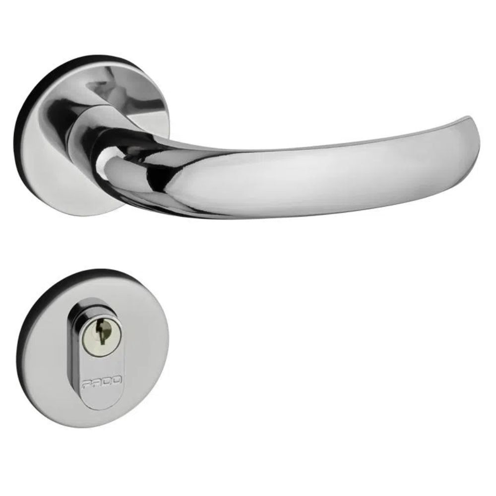 Fechadura Externa com Roseta Redonda Concept Cromada Pado